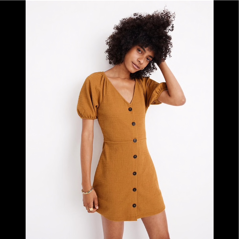 Madewell Texture & Thread Puff-Sleeve Dress, L